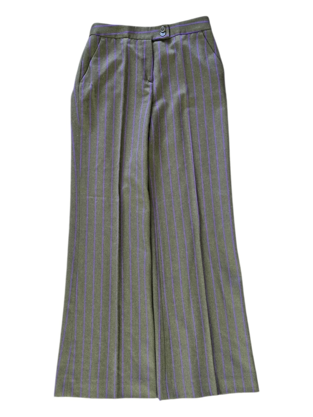 ETRO Milano Gray Lightweight Wool Wide Leg Trouser Pants